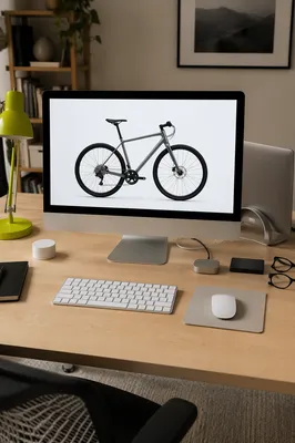 Modern Office Desk With Bicycle Monitor
