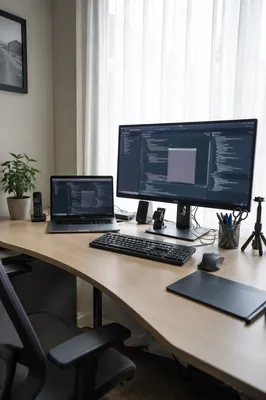 Modern Laptop Desk in Bright Office