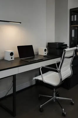 Modern Minimalist Office Desk with Laptop