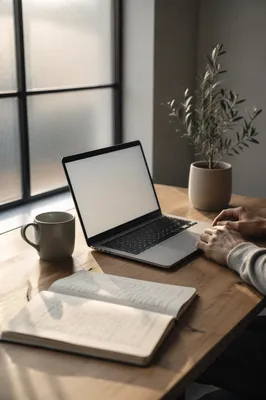 Calm Modern Office Desk at Morning