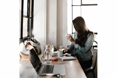 Modern Loft Office Desk With Laptop
