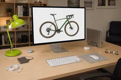 Modern Office Desk with Monitor and Laptop