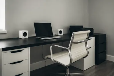 Minimal Modern Office Desk With Laptop