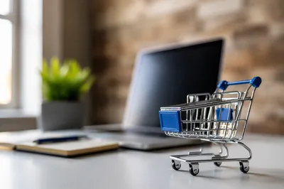 Modern E-Commerce Planning Desk With Laptop