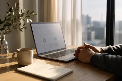 Peaceful Modern Office Desk at Morning