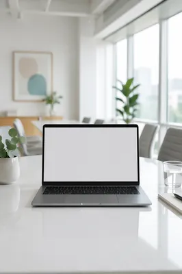 Open Laptop Blank Screen Workspace