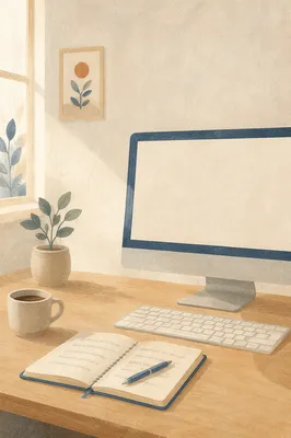 Minimal Laptop Mockup on Walnut Desk