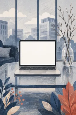 Open Laptop Blank Screen Office Workspace