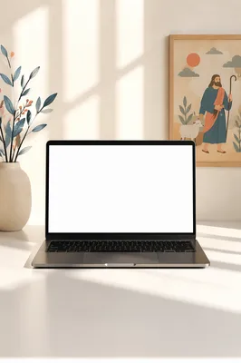 Minimalist Laptop Mockup on Sunlit Desk