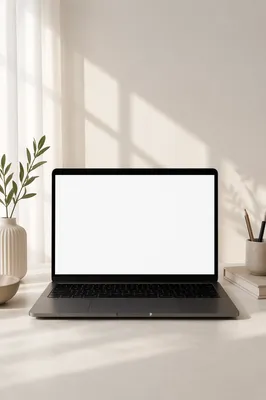 Minimalist Laptop Mockup on Bright Desk