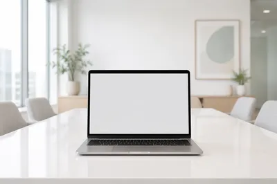 Blank Laptop Screen in Modern Workspace