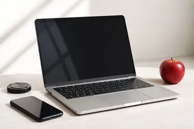 Blank Laptop Mockup on Minimal Business Desk
