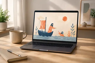 Open Laptop Blank Screen Workspace Mockup