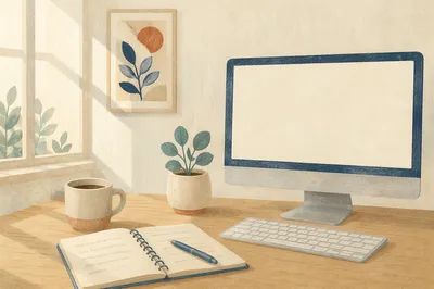 Open Laptop Mockup on Modern Desk