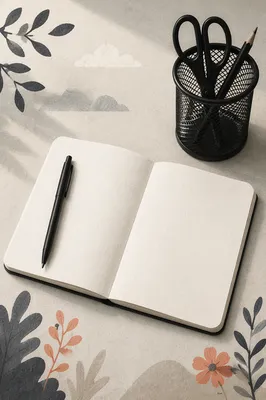 Minimal Notebook and Pen Desk Still Life