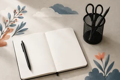 Minimal Organized Desk with Notebook and Pen