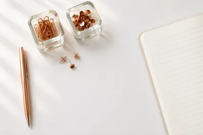 Minimal Business Desk with Rose Gold Pen