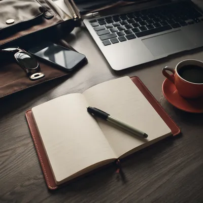 Minimal Morning Business Desk with Notebook