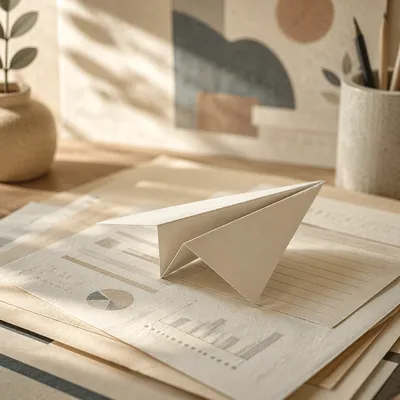 Paper Airplane on Business Desk