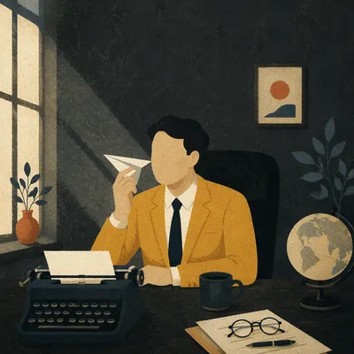 Paper Airplane Desk Innovation Concept Portrait