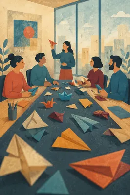 Colorful Paper Airplanes on Conference Table