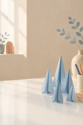 Light Blue Paper Airplanes on Office Desk