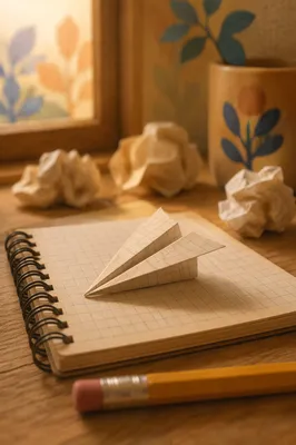Paper Airplane on Notebook for Innovation