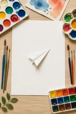 Paper Airplane Creativity on Wooden Desk