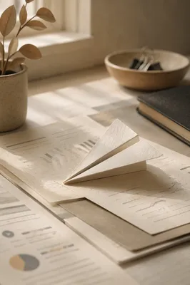 Paper Airplane on Business Desk