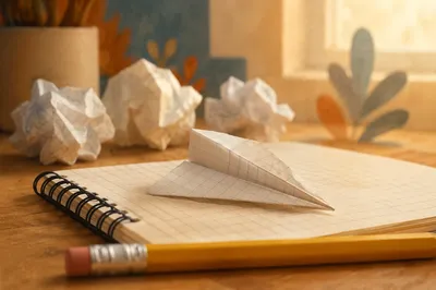 Paper Airplane on Desk for Innovation