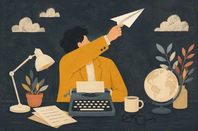 Paper Airplane Innovation Concept on Office Desk