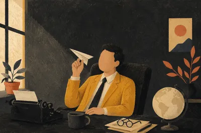 Paper Airplane Creativity on Executive Desk