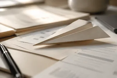 Paper Airplane on Minimal Business Desk