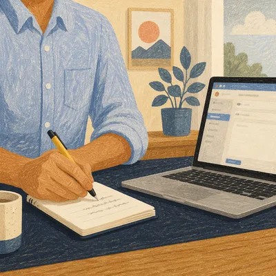 Professional Email Writing at Office Desk
