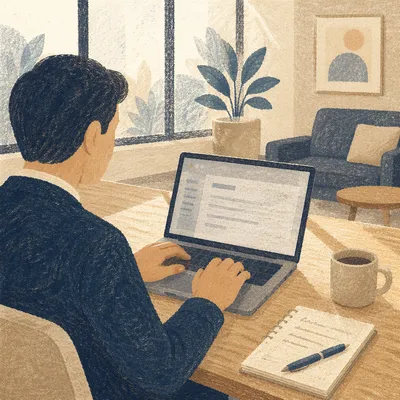 Professional Writing Email in Modern Office