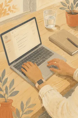 Professional Hands Writing Email on Laptop