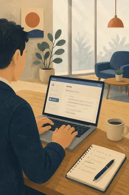 Professional Writing Email on Laptop