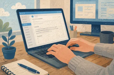 Professional Email Writing at Office Desk