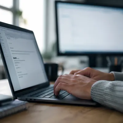 Professional Email Writing at Office Desk