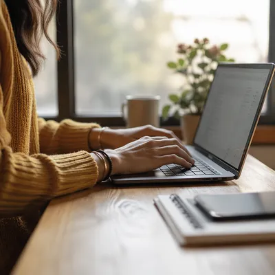 Professional Email Writing on Laptop