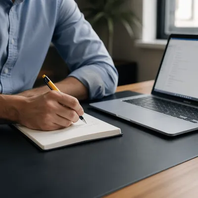 Professional Writing Email Notes at Laptop