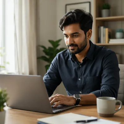 Professional Writing Email in Home Office