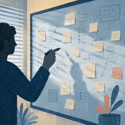 Business Strategy Planning on Glass Board