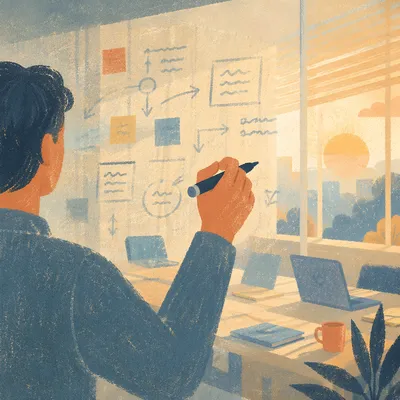 Glass Board Strategy Planning at Sunrise