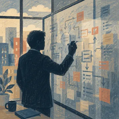 Silhouette Strategy Planning on Glass Board