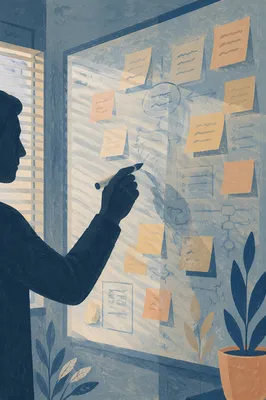 Business Strategy Planning on Glass Board