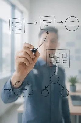 Glass Board Business Strategy Planning
