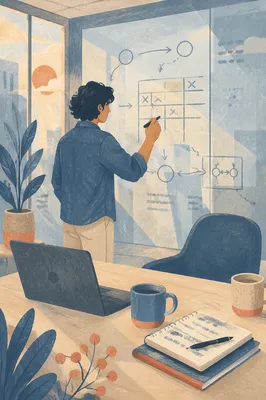 Business Strategy Planning on Glass Board