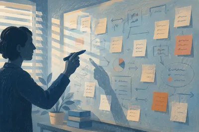 Glass Board Business Strategy Planning Session