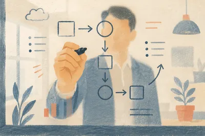 Glass Board Business Strategy Planning